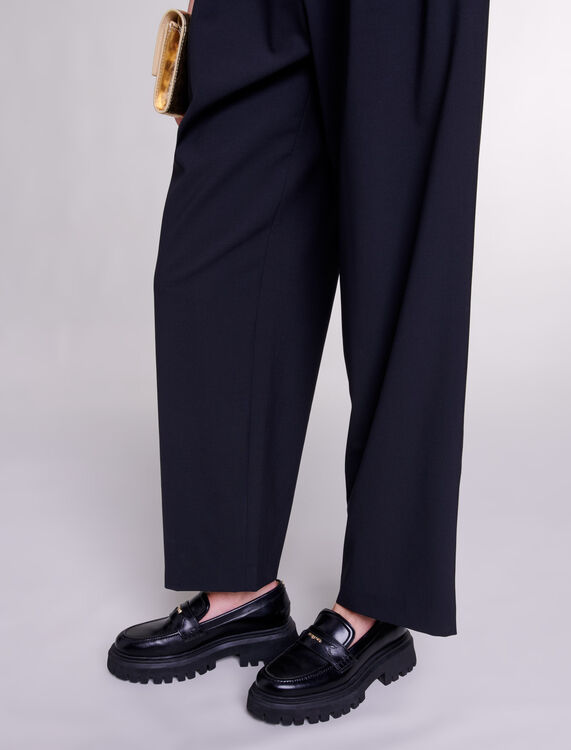 Wide-leg trousers with belt -  - MAJE