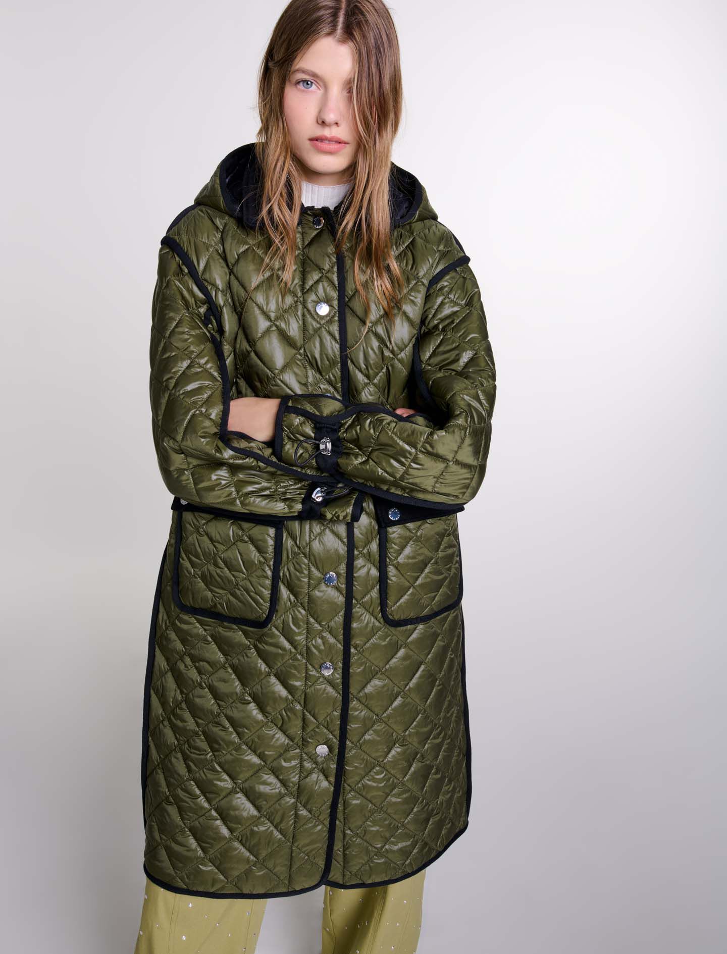 124GEODA Contrast quilted puffer jacket Coats Maje