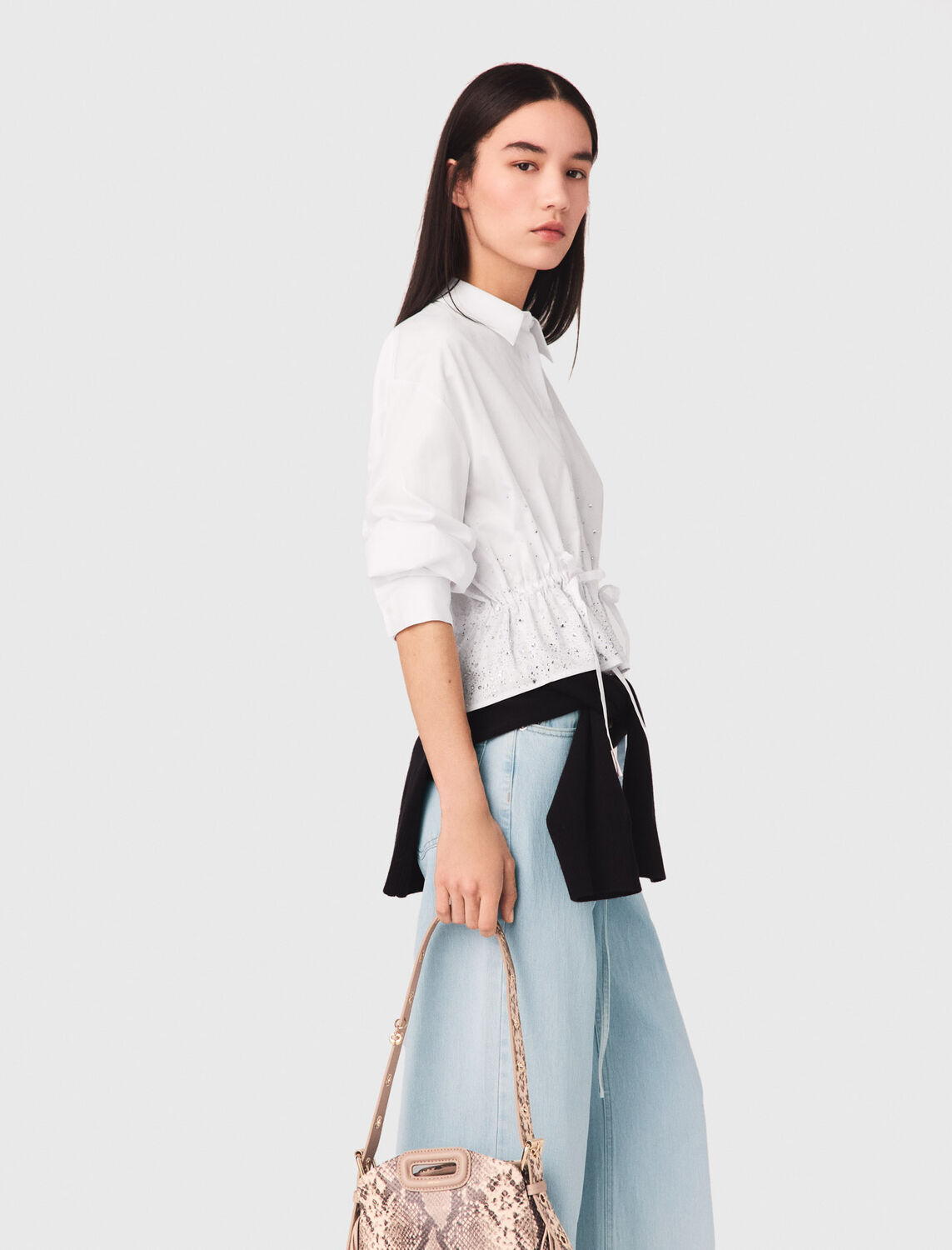 Cotton shirt with rhinestones - Shirts - MAJE