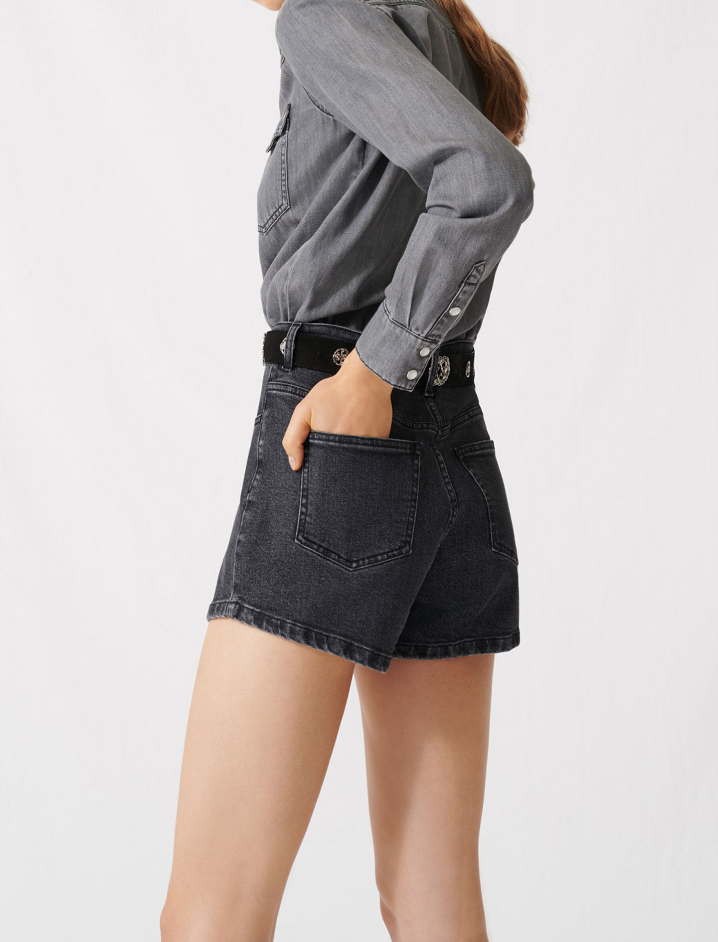 maje denim jumpsuit