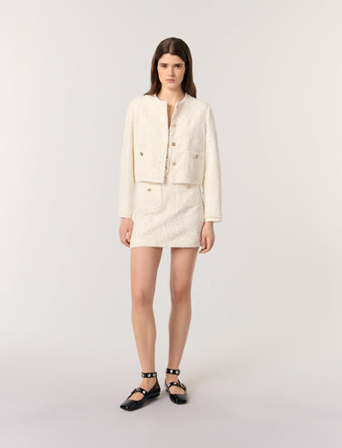 Short guipure jacket : Blazers & Jackets color Ecru