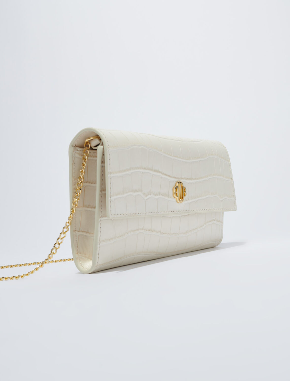 Croc-effect embossed leather bag - null - MAJE