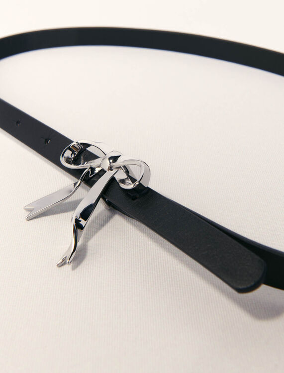 Slim leather bow belt - Belts - MAJE