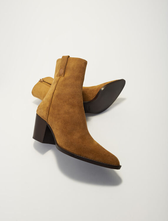 Camel suede boots - Booties & Boots - MAJE