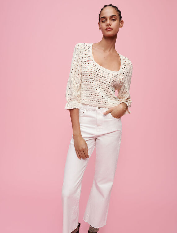 Pointelle jumper with rick-rack details - Cardigans & Sweaters - MAJE