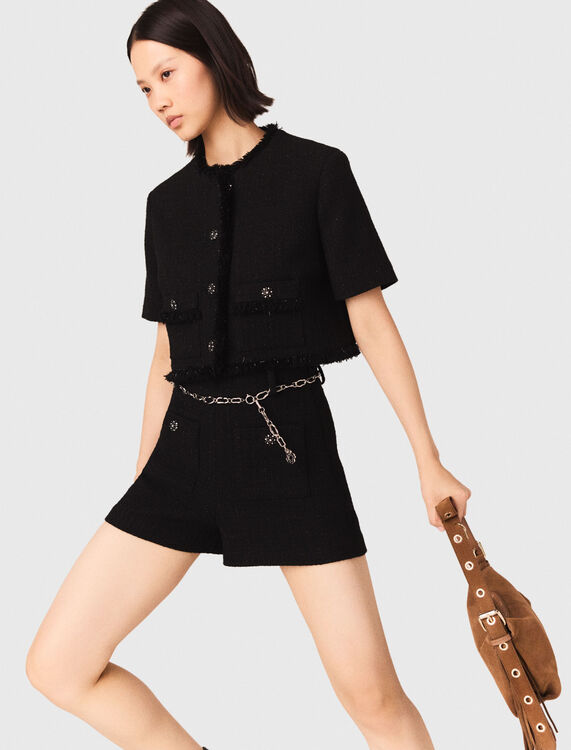 Shiny tweed shorts - Skirts & Shorts - MAJE