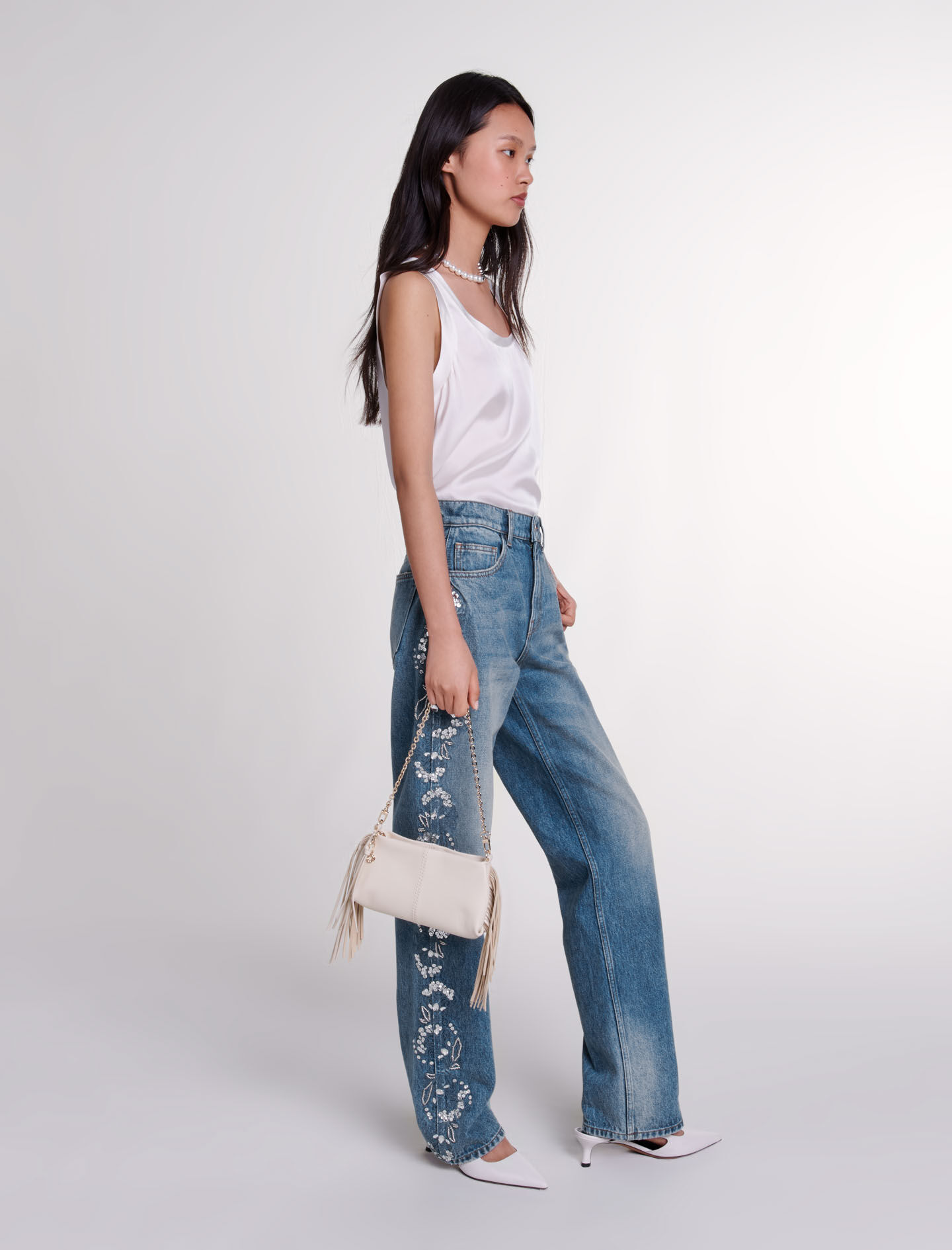 124LOURMA Silk tank top - Tops - Maje.com