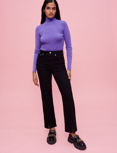 High-waisted jeans with split at front : Trousers & Jeans color Black