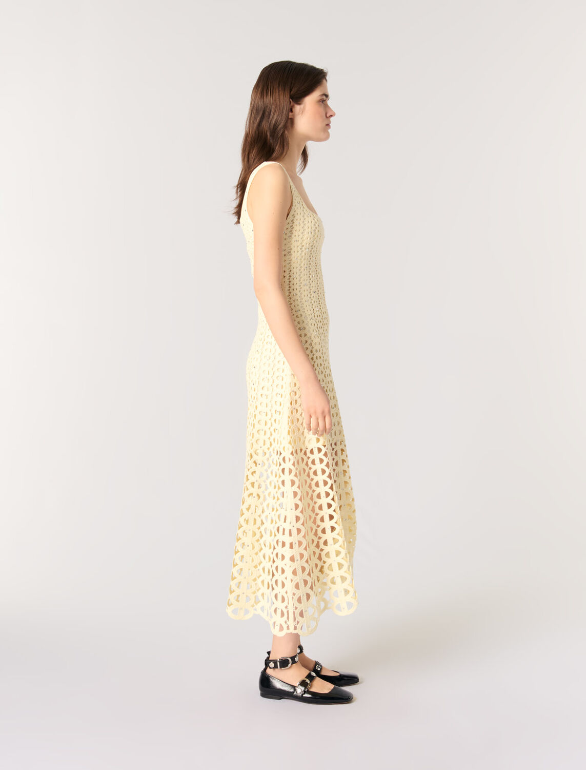 Rhinestone crochet midi dress - Dresses - MAJE