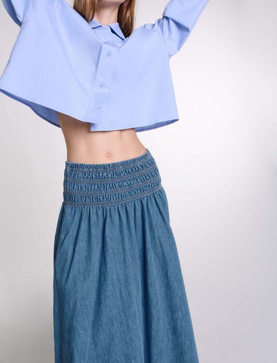 Smocked denim skirt - Fall-Winter Collection - MAJE