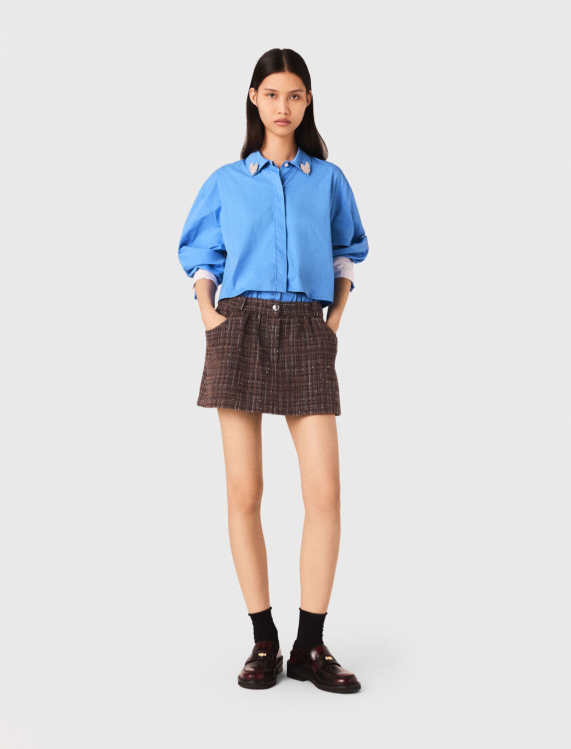 Tweed shorts with elasticated waistband - Skirts & Shorts - MAJE