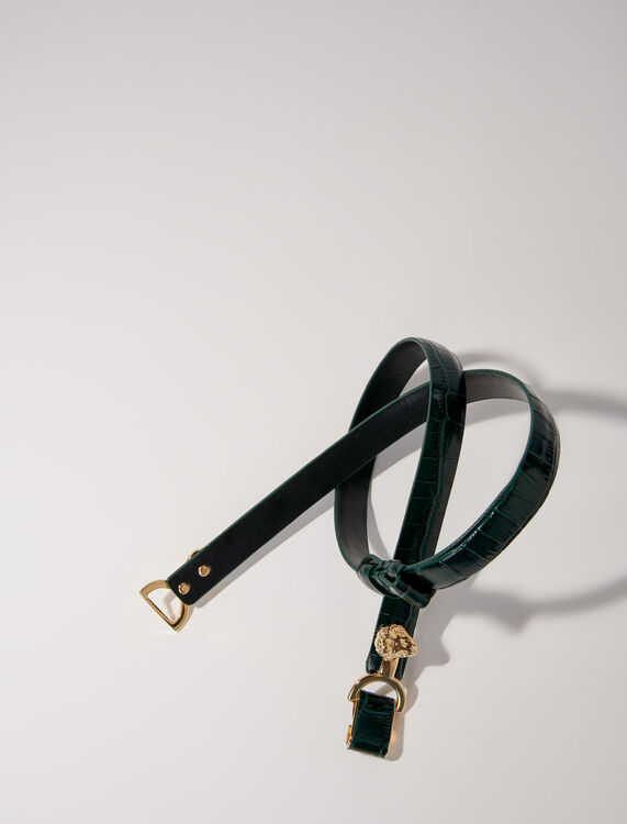 Thin leather belt with lion bit : Other Accessories  color Pale Pink
