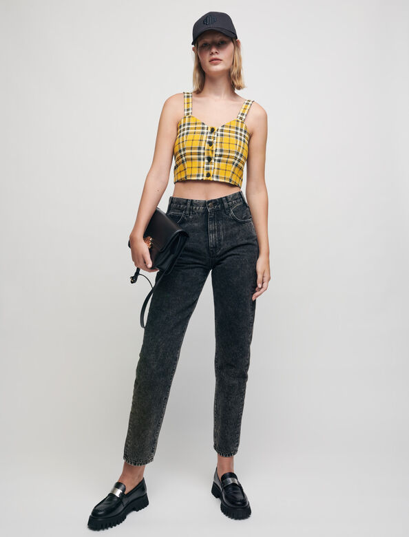 Tartan-style crop top : Up to 60% off color 
