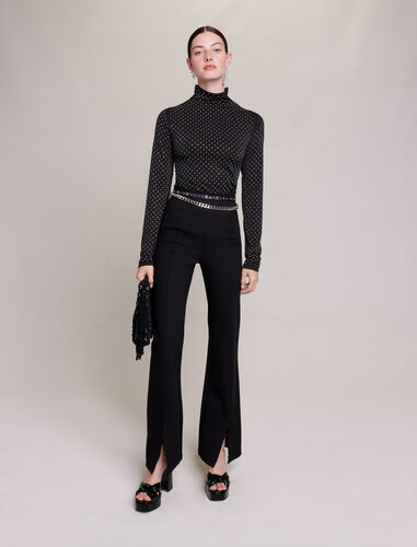 Black slim-fit trousers with slits : Trousers & Jeans color Black