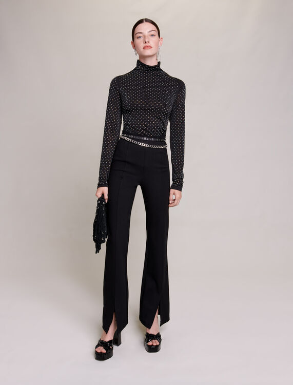 Black slim-fit trousers with slits - Trousers & Jeans - MAJE