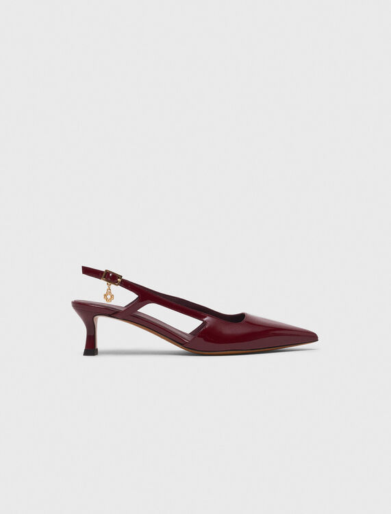 Patent leather slingback pumps : Hot Wheels™ x Maje color Burgundy