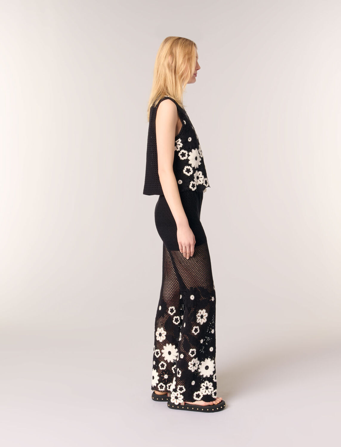Floral crochet trousers - Trousers & Jeans - MAJE