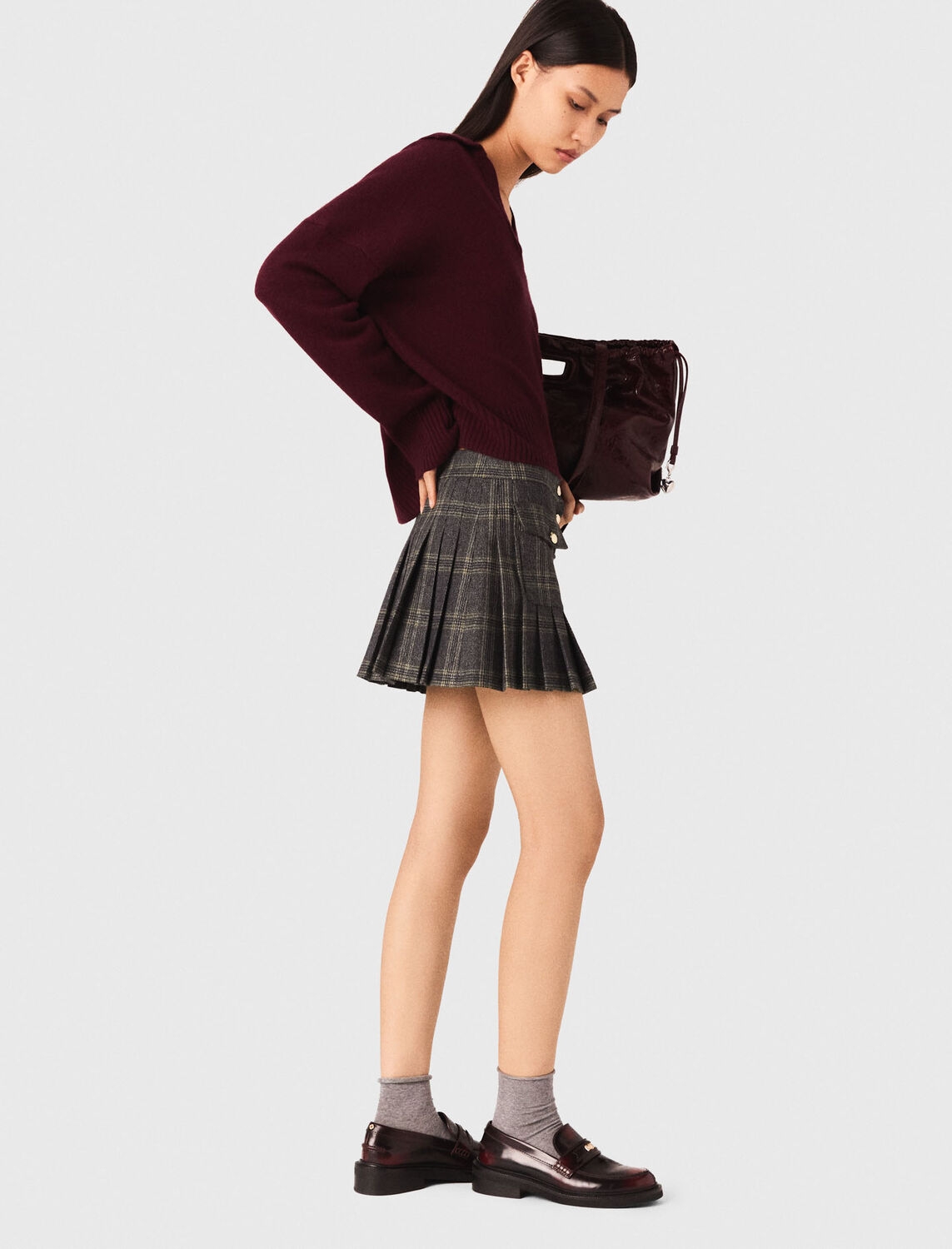 Short pleated checked skirt - Skirts & Shorts - MAJE