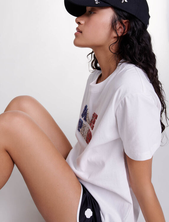 Maje Paris rhinestone T-shirt - Sport Capsule - MAJE