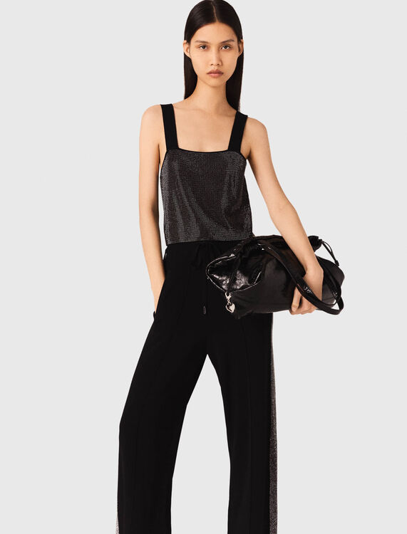 Strappy diamanté knit top - Tops - MAJE