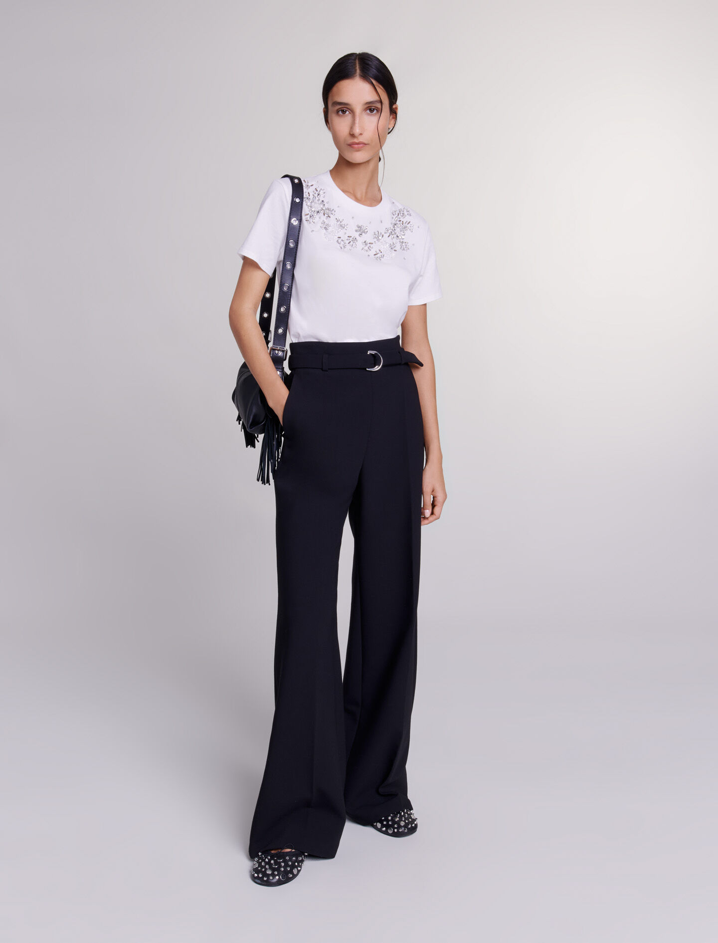 Waist wide leg pants cheap