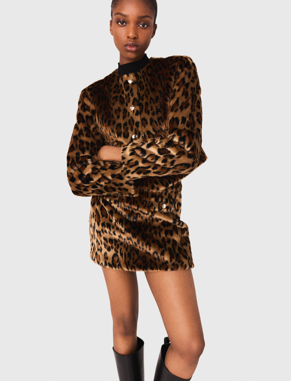 Leopard faux fur jacket : Coats color Big leopard print