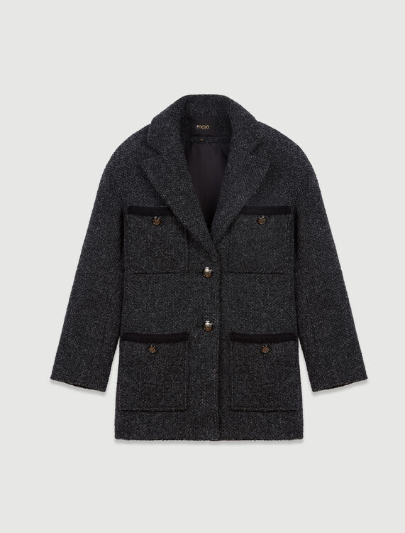 Tweed-style coat with martingale - Coats & Jackets - MAJE