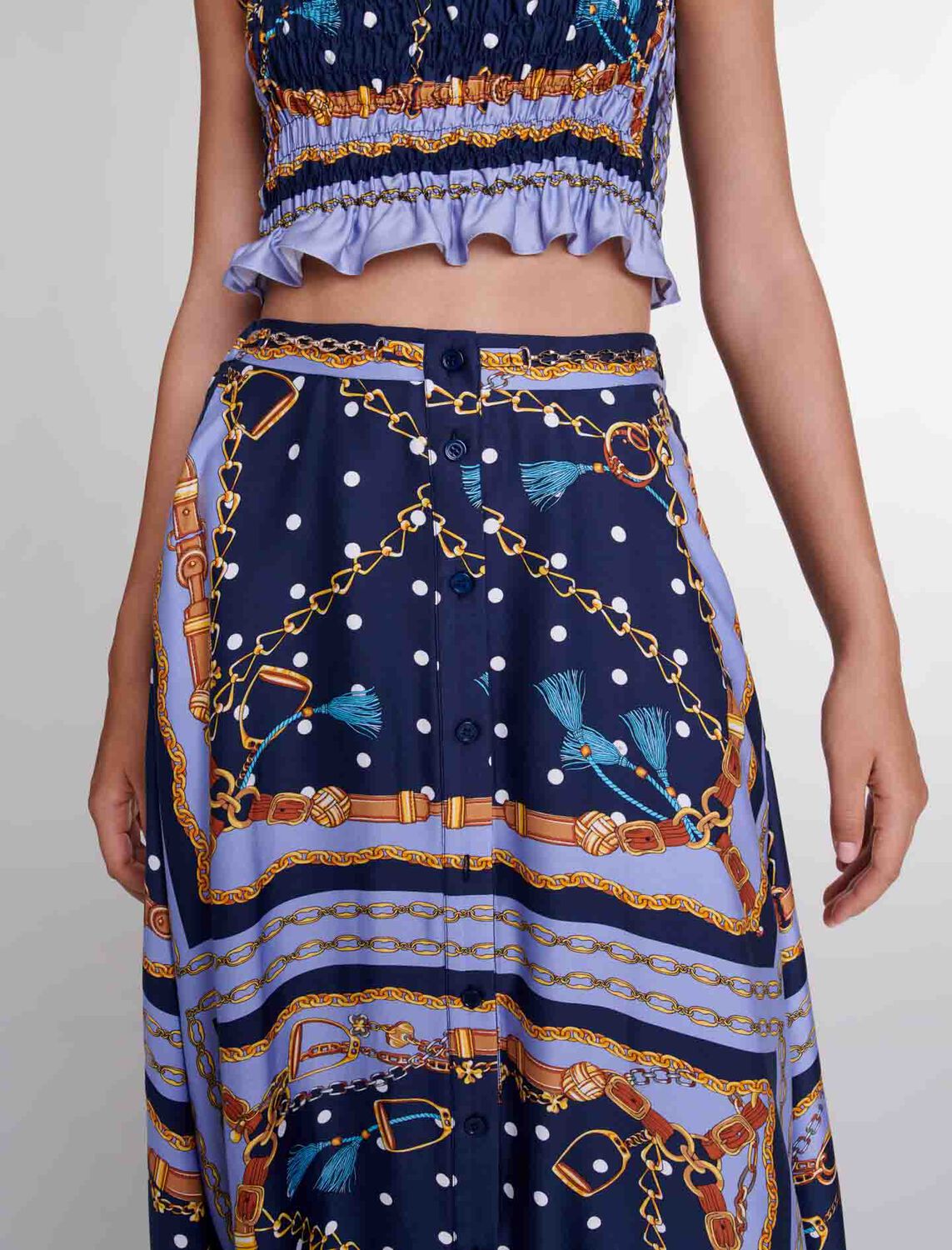 Satin-effect patterned short skirt : Fall-Winter Collection color 