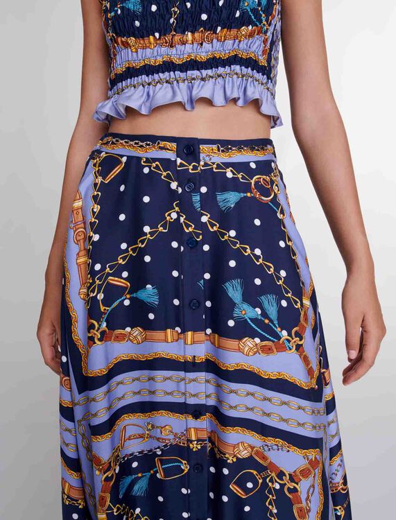 Satin-effect patterned short skirt - Fall-Winter Collection - MAJE