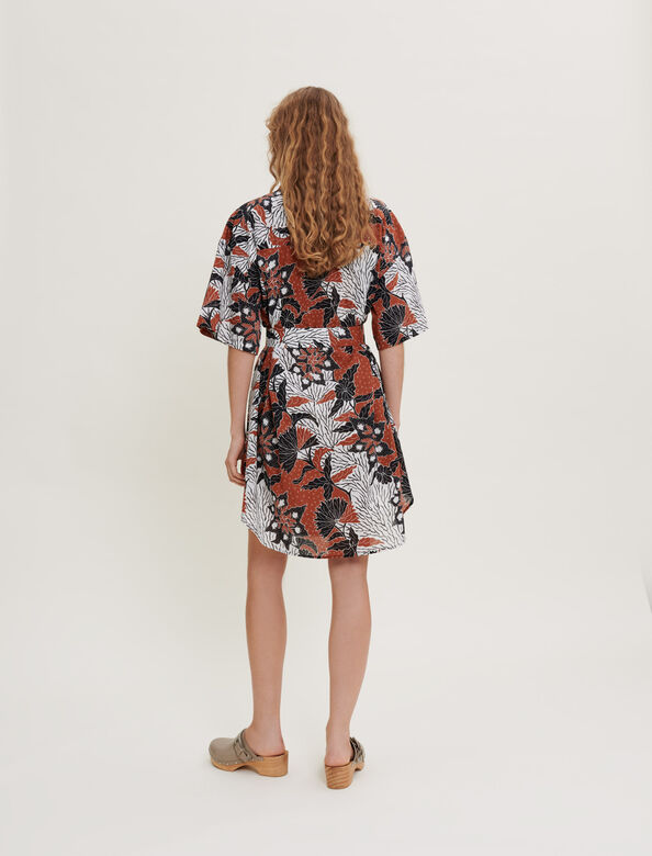 Printed cotton voile shirt dress : Dresses color 