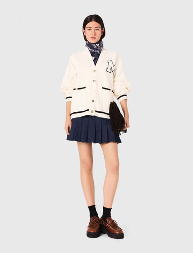 Long cardigan with embroidery : Sweaters & Cardigans color Ecru