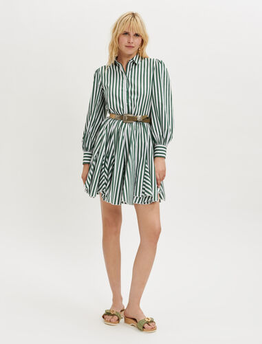 Striped shirt dress : Dresses color Ecru / Green