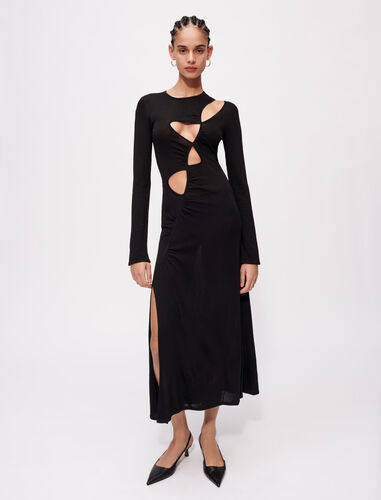 Stretch knit dress with cut-out : Evening capsule collection color Black