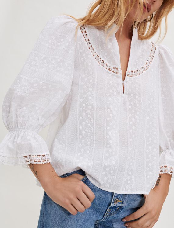 Embroidered cotton blouse - Up to 40% off - MAJE