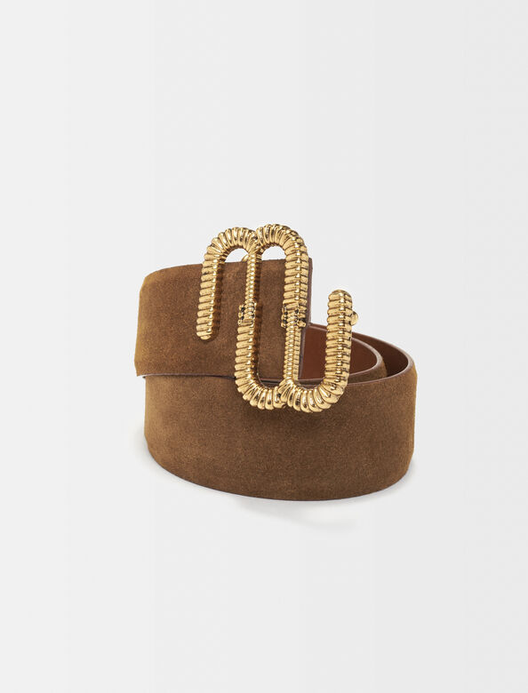 Faux suede belt with Clover logo : Other Accessories color 