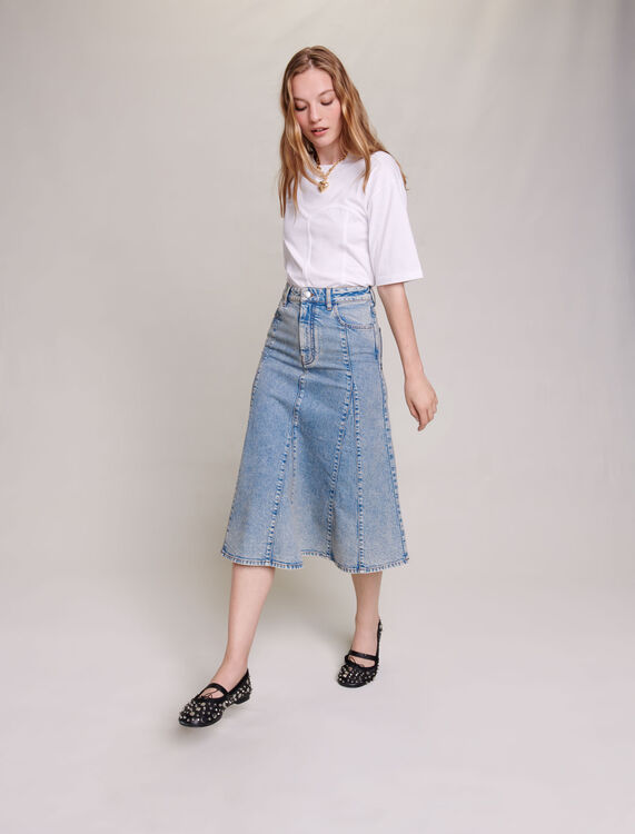 Denim midi skirt - Skirts & Shorts - MAJE