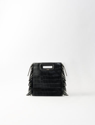 Mini embossed-leather M bag with chain : M Bag color Black