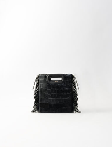 Mini embossed-leather M bag with chain : 40% Off color Black