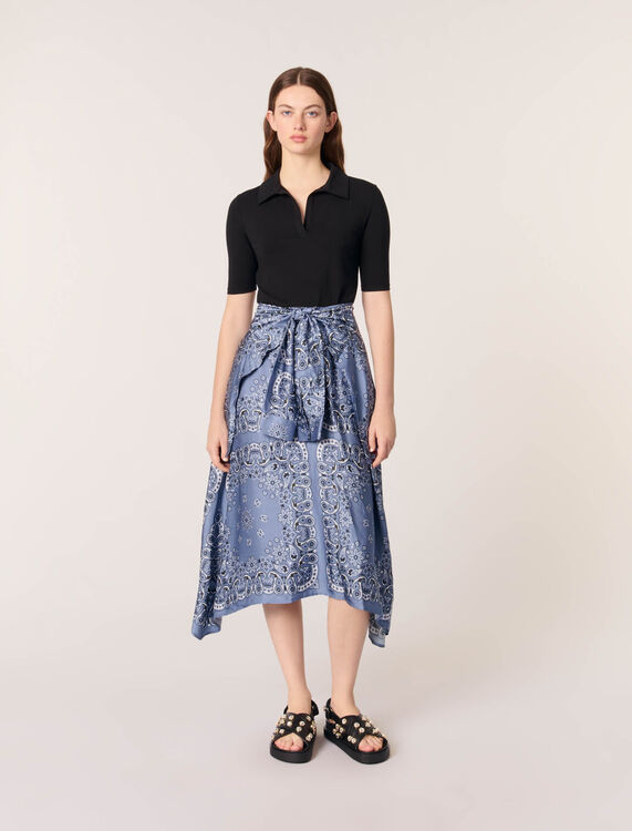Layered-effect patterned dress : Dresses color Blue bandana print