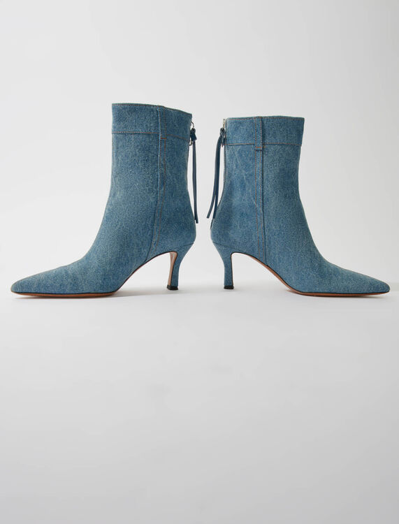 Denim boots with pointed toe - Booties & Boots - MAJE