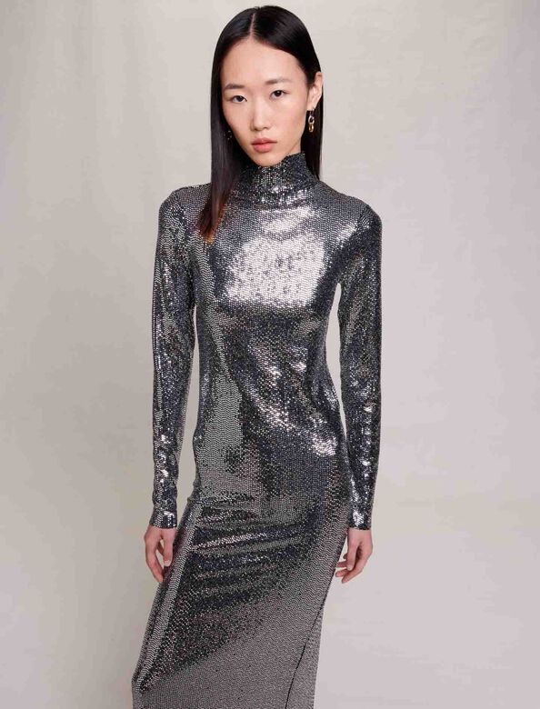 Glitter maxi dress : Dresses color Silver