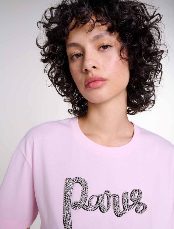 Paris rhinestone T-shirt - Fall-Winter Collection - MAJE