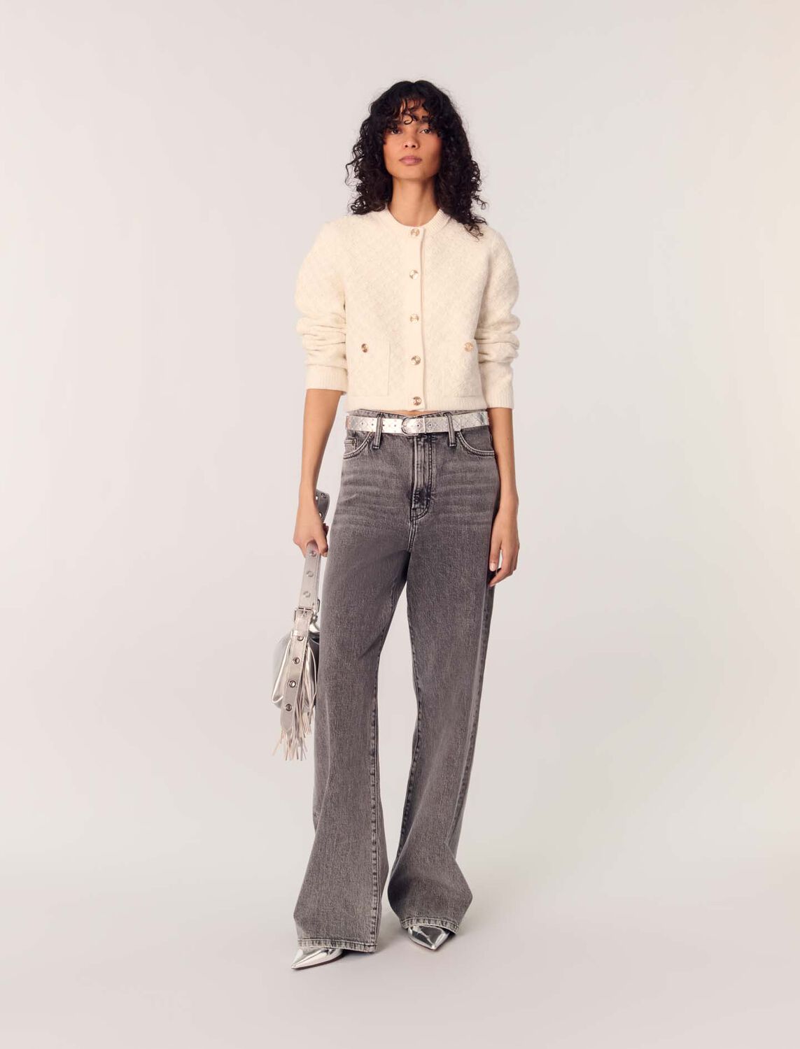 Short tweed-effect cardigan - Sweaters & Cardigans - MAJE