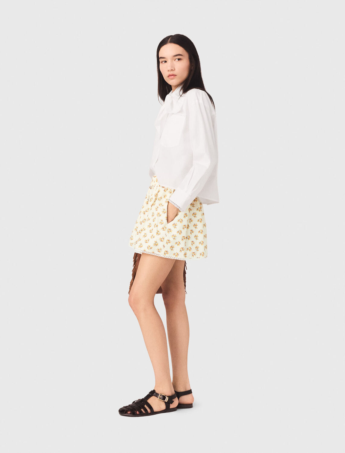 Printed skirt with rickrack trim - Skirts & Shorts - MAJE