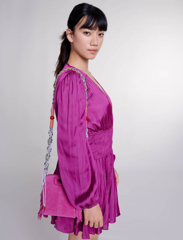 Short satin-look dress : View All color Fuchsia pink