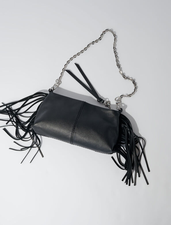Miss M plain leather clutch bag : M Bag color Black