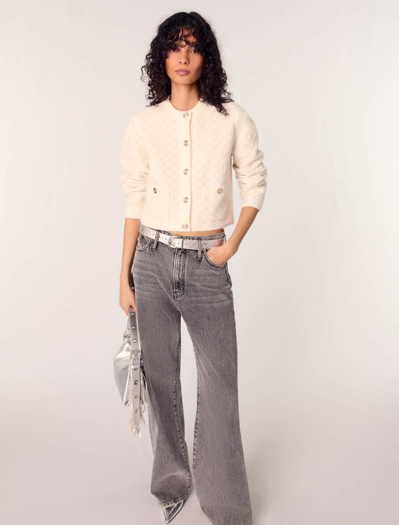 Short tweed-effect cardigan - Sweaters & Cardigans - MAJE