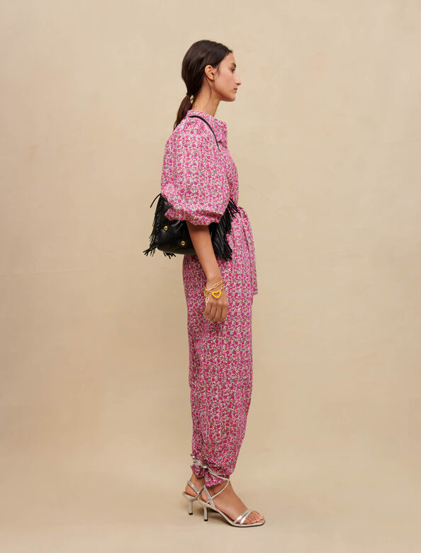 Floral printed jumpsuit : Jumpshort & Jumpsuits color Fuchsia embroderied flowers