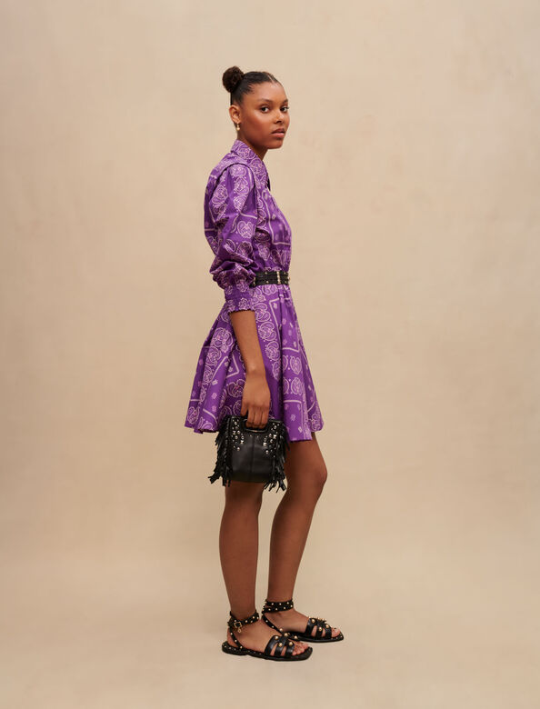 Paisley print short dress : Dresses color Purple bandana