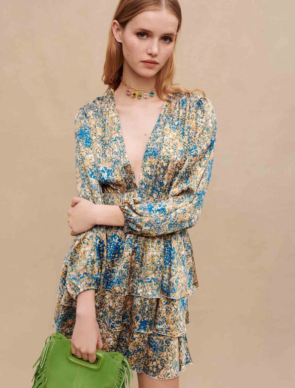 Abstract-print mini dress : Dresses color Blue abstract